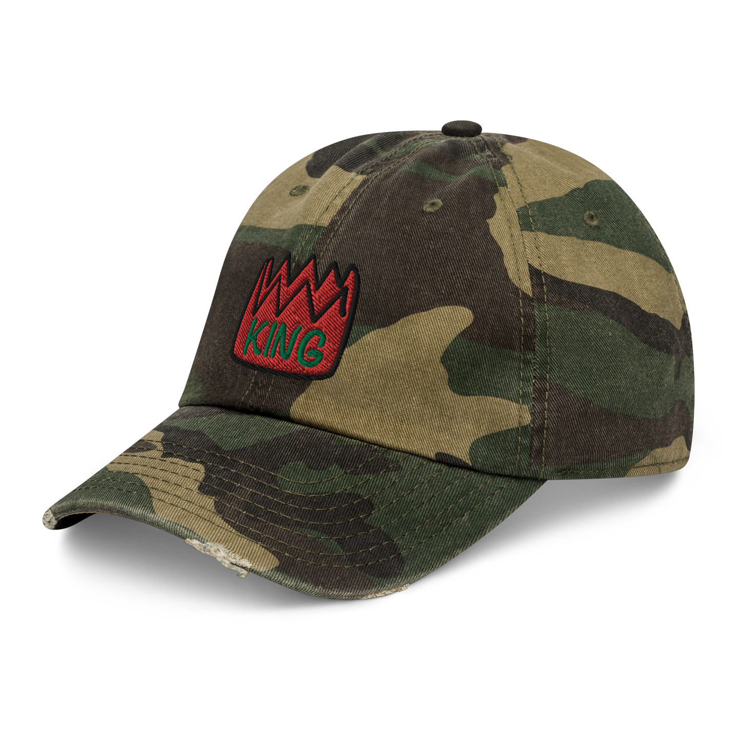 King Distressed Camo Hat