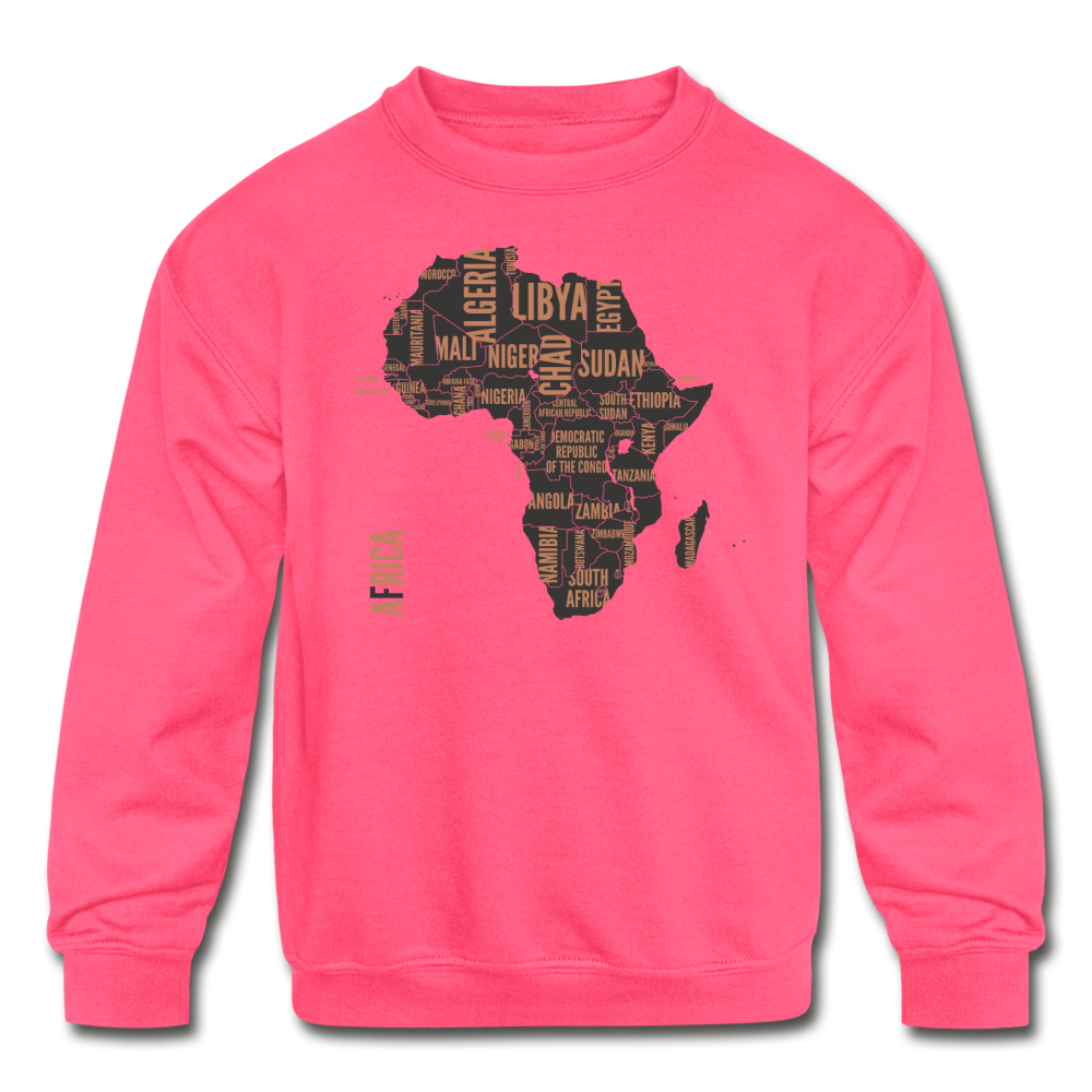 Africa Countries (Kids' Crewneck Sweatshirt) - neon pink