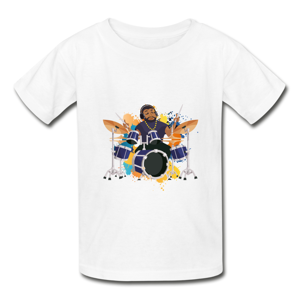 Drummer Boy (Hanes Youth Tagless T-Shirt) - white