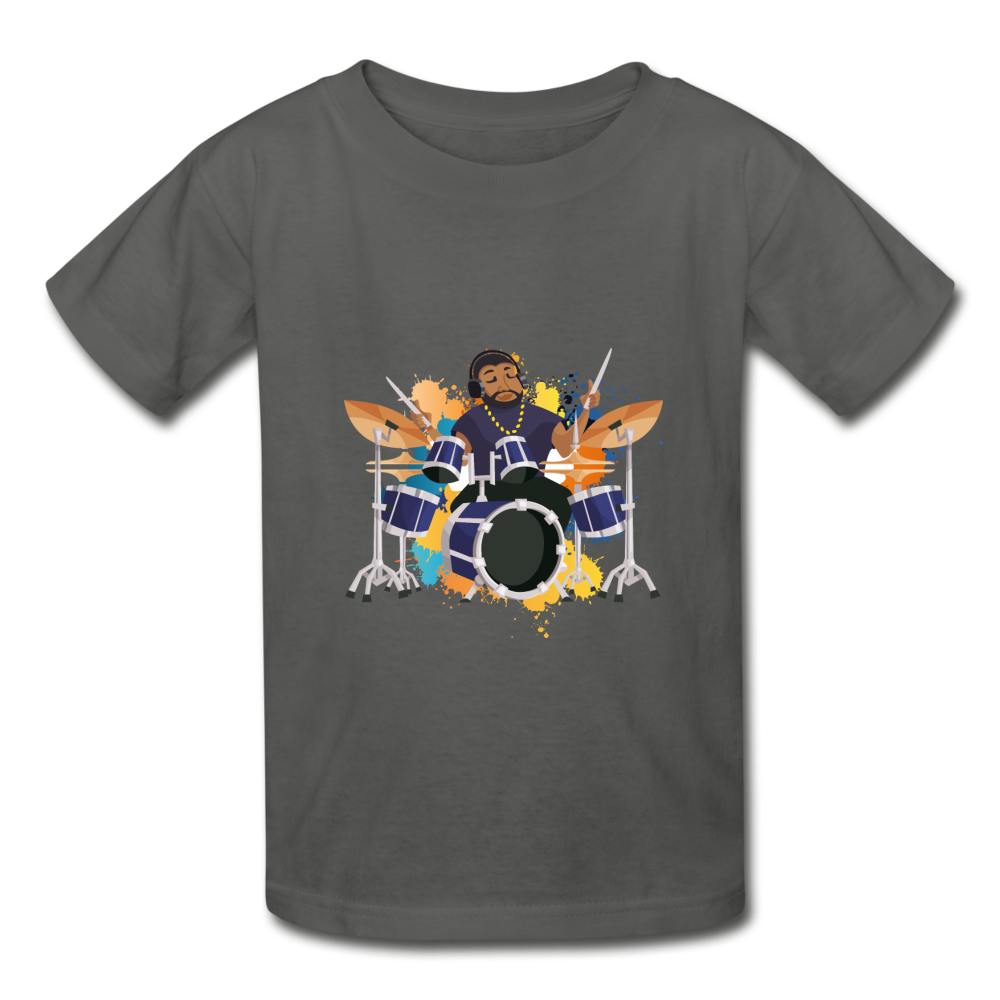 Drummer Boy (Hanes Youth Tagless T-Shirt) - charcoal