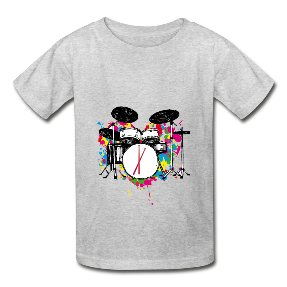 Her Drums (Hanes Youth Tagless T-Shirt) - heather gray