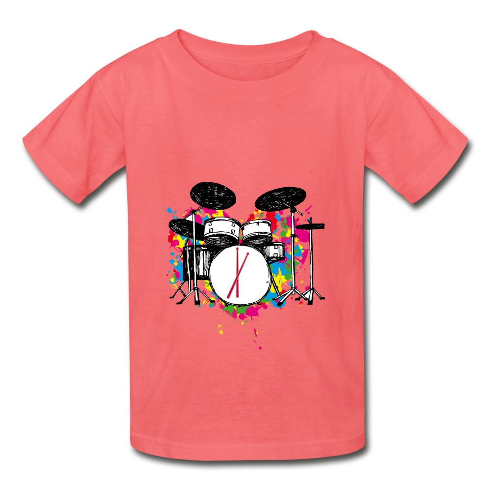 Her Drums (Hanes Youth Tagless T-Shirt) - coral