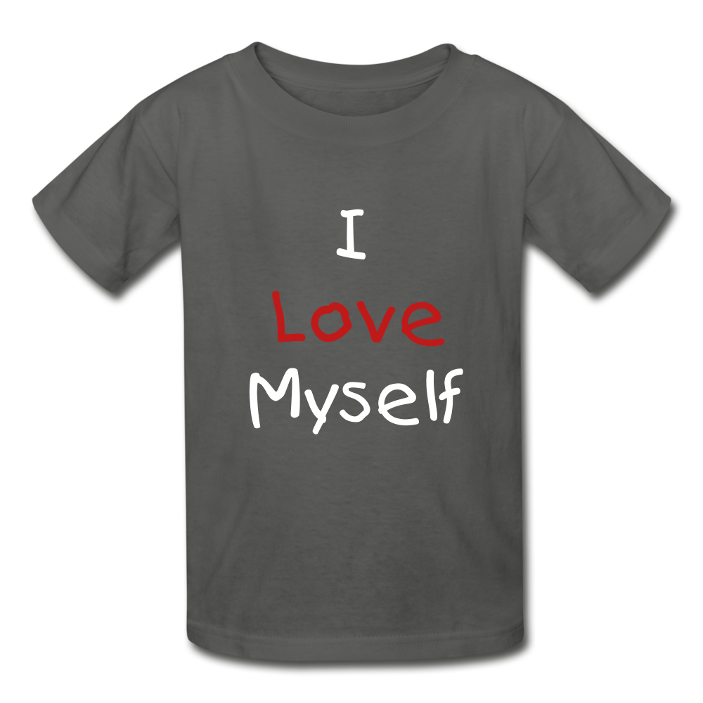 I Love Myself (Hanes Youth Tagless T-Shirt) - charcoal