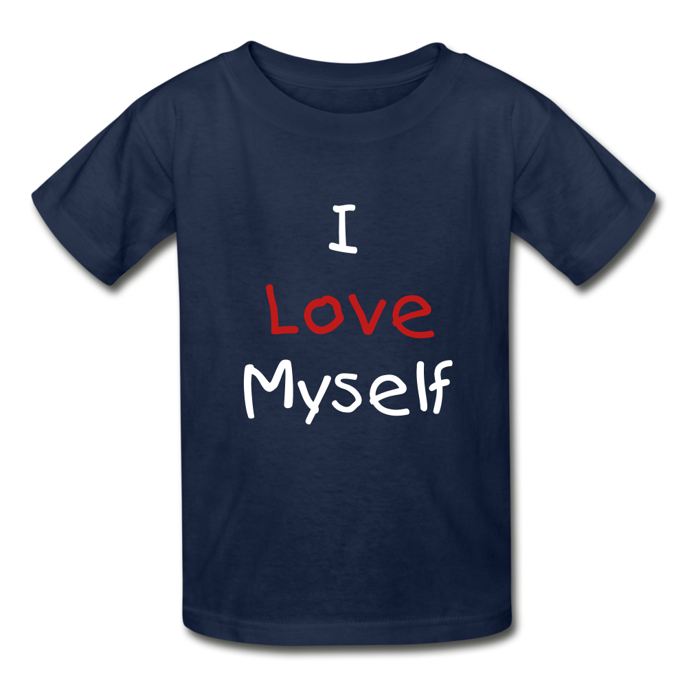 I Love Myself (Hanes Youth Tagless T-Shirt) - navy