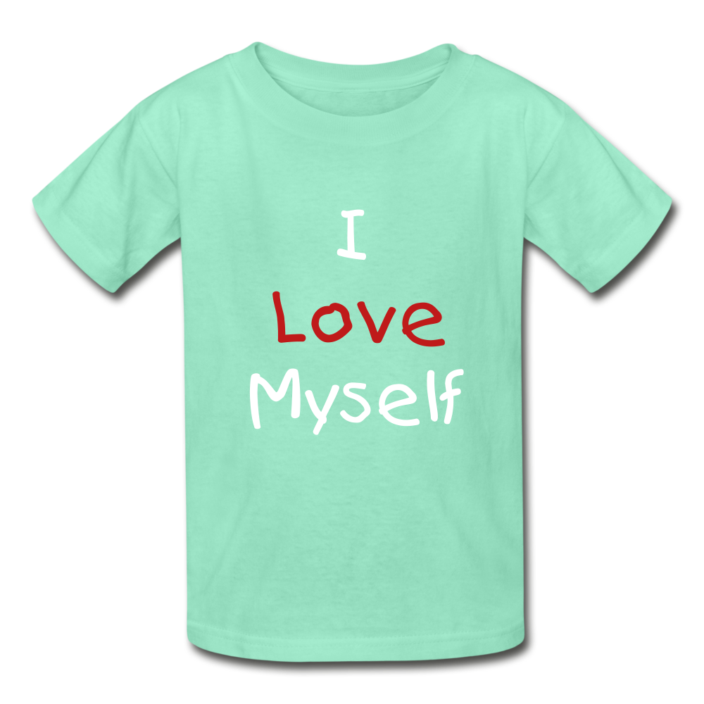 I Love Myself (Hanes Youth Tagless T-Shirt) - deep mint