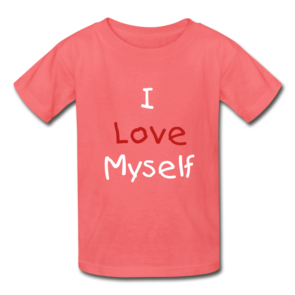 I Love Myself (Hanes Youth Tagless T-Shirt) - coral